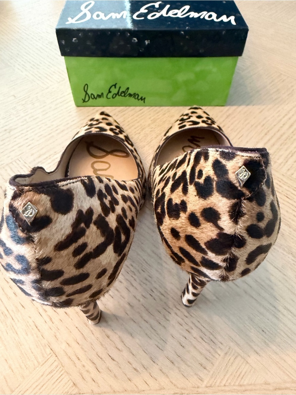 Sam Edelman Leopard-Print Pointed Toe Pumps - Tan/Black - Picture 3 of 5